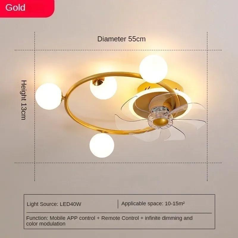 Minimalist Ceiling Fan Light Home Ceiling Bedroom Dining Room Fan Shaking Frequency Conversion Integrated Light AC 110V 220V