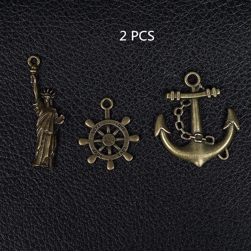 2 PCS DIY Mixed Antique Vintage Bronze Tone Key Pendants Lock Jewelry Key Chains Key Rings