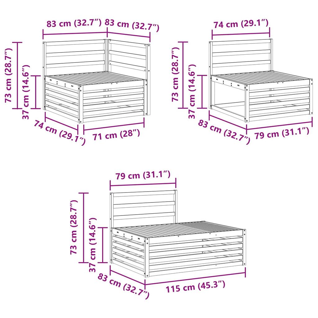 Outdoor Sofa Set 6 Pieces Natural Solid Acacia Wood