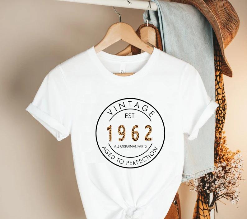 Retro 60-tals 56-årsdag T-shirt Ren T-shirt Vintage 1962 Herr T-shirt Herr Sommar Streetmode Par T-shirt Grafiska T-shirts