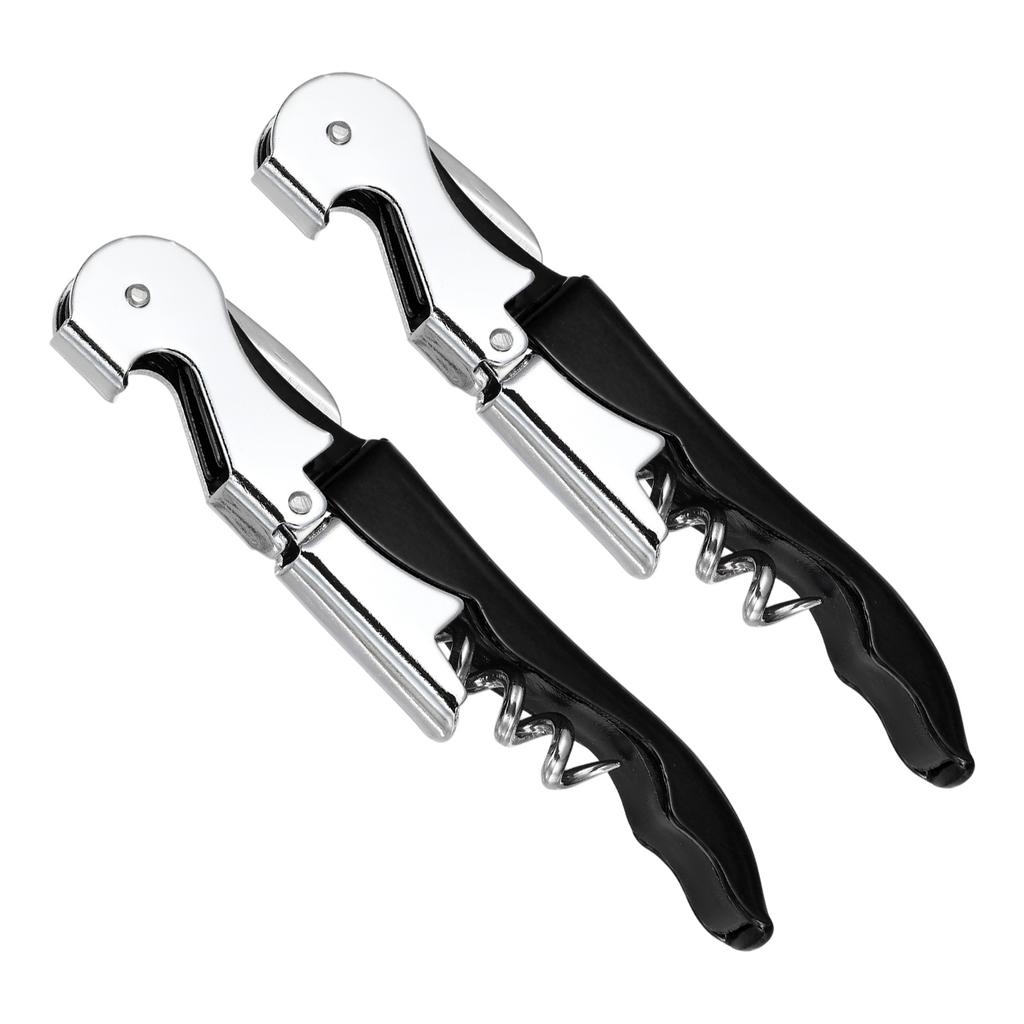 2/4 Stück Professioneller Kellnerkorkenzieher Edelstahl-Weinschlüssel mit ergonomischem Holzgriff Bierflaschenöffner und Folienabschneider