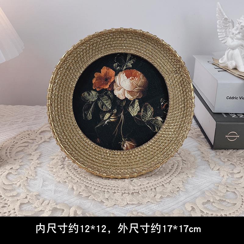 Французская американская классическая ретро золотая круглая фоторамка из смолы для фотографий украшение гостиной спальни картина маслом