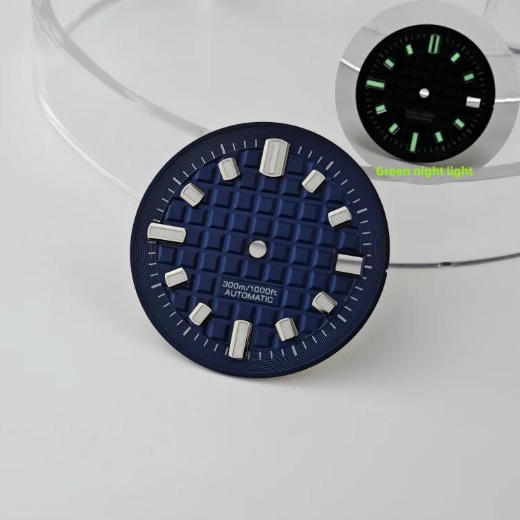 30mm No Logo Dial Fresh Small Square Green Lume Dial Compatible with Japanese NH34 NH35 NH36 Movement Watch Accessories DIY