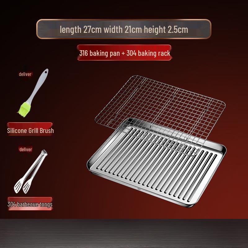 Handun Stainless Steel Square Baking Pan with Draining Rack