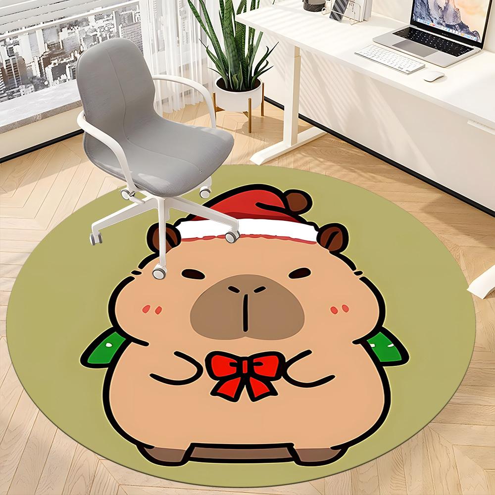 1pc Capybara Christmas Chair Carpet for Office, Soft Flannel Throw Mat, Perfect for Office, Holiday Party Decoration Choice Yy260209038