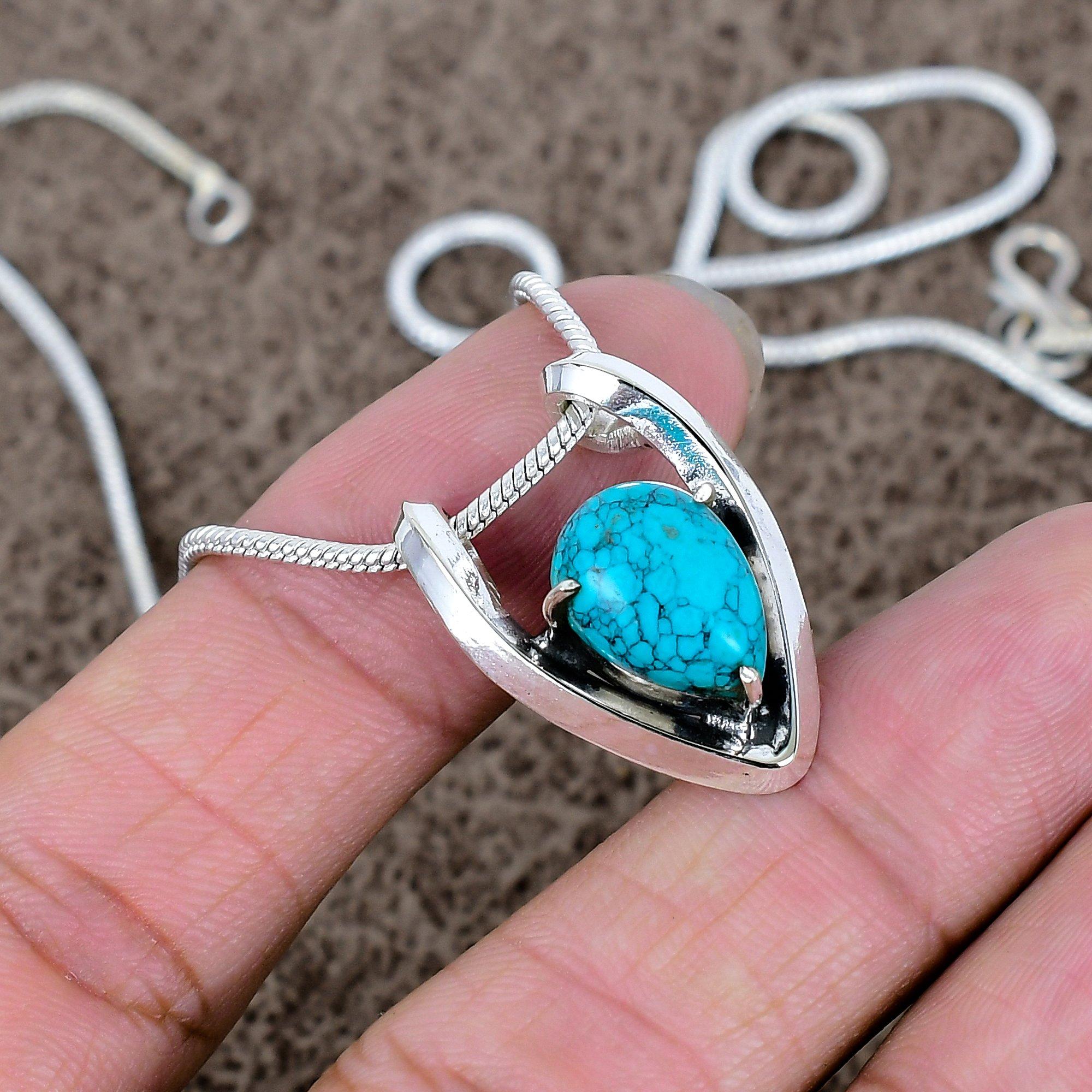 

Santa Rosa Turquoise Gemstone 925 Sterling Silver Jewelry Pendant 1.10 KKG-594