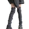 Women Japanese Ribbed Knitted Leggings Gaiters with Slit Buttons Harajuku Aesthetic Thigh High Leg Warmer Footless Socks