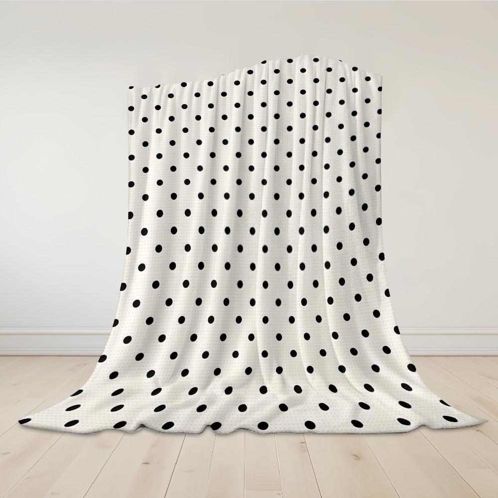 Klassische Schwarze Polka Dots Creme Flanelldecke Warm Weich Halloween Weihnachten Sofa Warm Gemütlich Dekorative Deko Für Alle Jahreszeiten