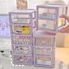 Purple Desktop Storage Box Organizer with Drawers Clear Plastic Office School Stationery Makeup Cosmetic Jewelry Storage Boxes