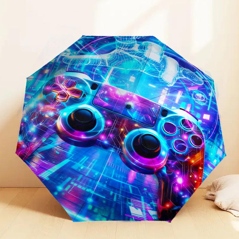 1pc Cyberpunk Gamepad Pattern Umbrella Design Automatic Opening and Closing Umbrella, High-quality Travel Umbrella, c1128159