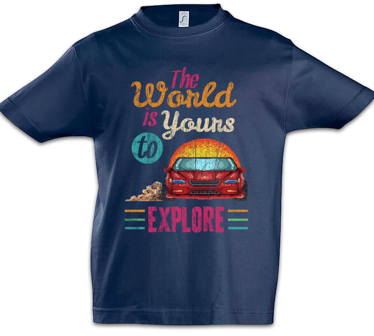 The World Is Yours To Explore Kids Boys T-Shirt Gamer Gaming Pixel 8 16 Bit- 100