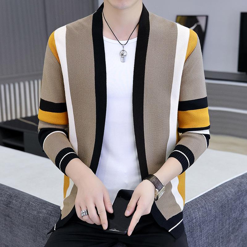 Spring and Autumn Hot Sale, Men's Knitted Sweater Jacket Casual Trend Versatile Thin Cardigan Sweater, Men's Jacket Outside