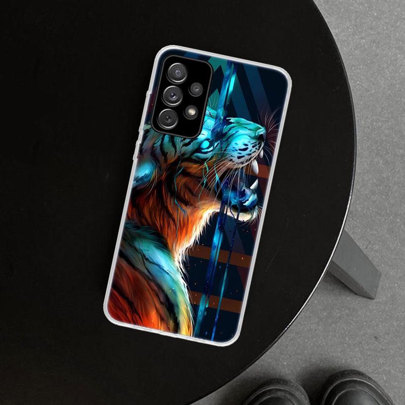 Animal Tiger Cat Phone Case Cover For Samsung Galaxy A12 A22 A32 A52 A72 A02S A51 A50S A31 A20S A10S Note 20 Ultra 10 Plus Galax