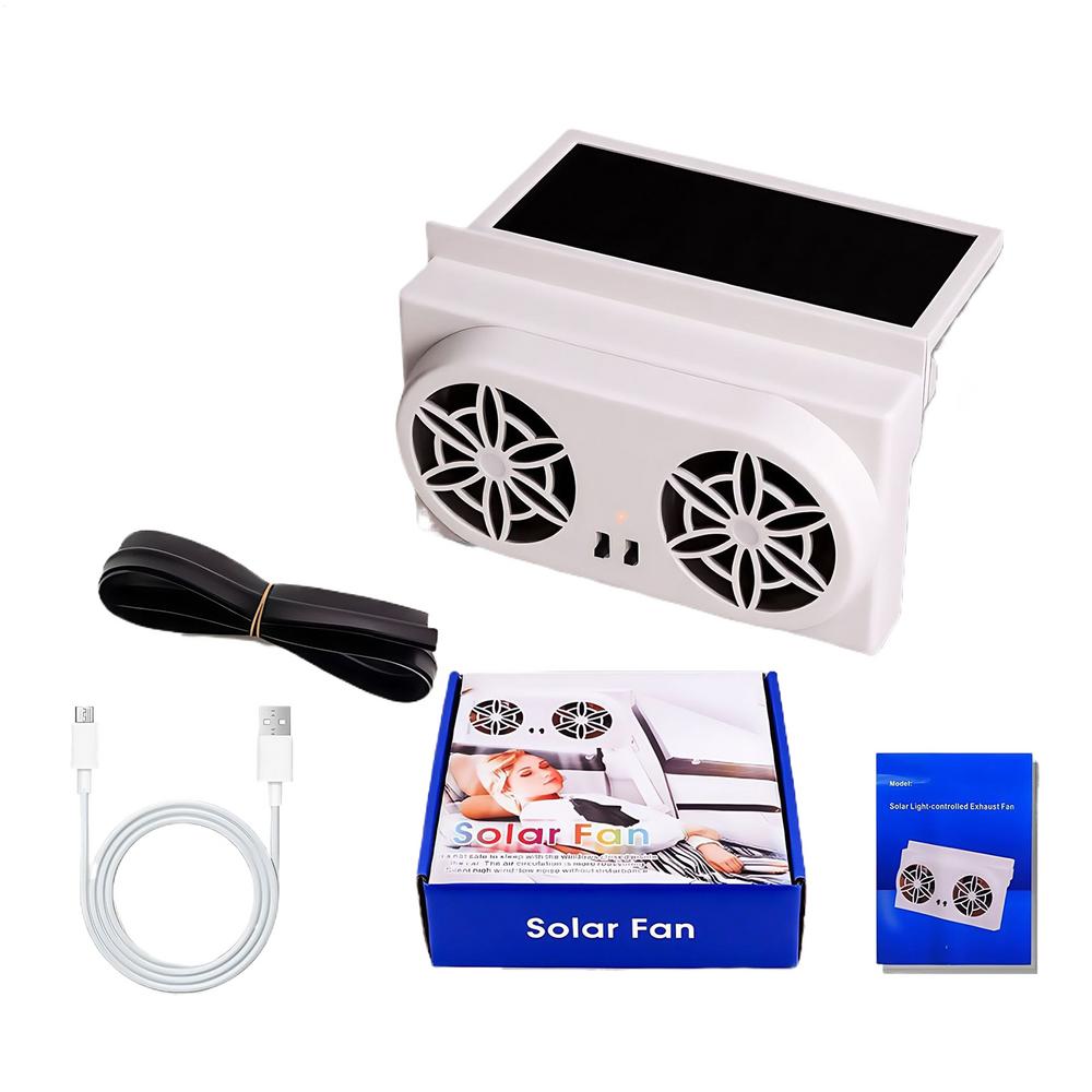 

Portable Solar Car Cooler Fan USB Rechargeable Automobile Air Vent Ventilator Cooling Fans Outer Solar Panel Auto Electronics белый