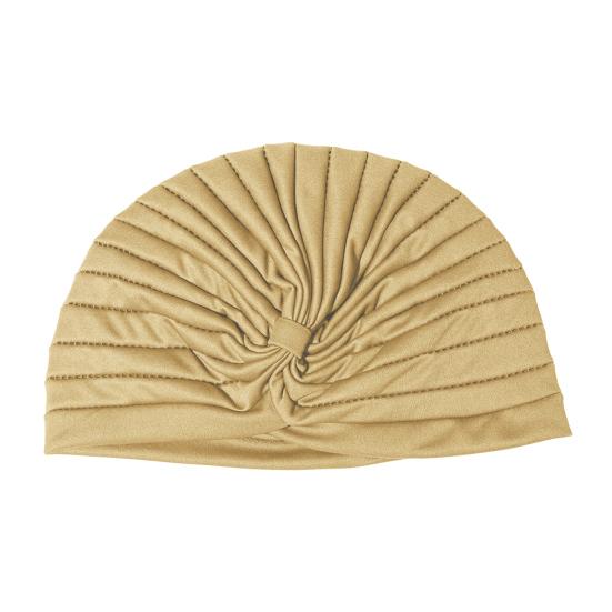 Yoga Hat with Satin Lining Hair Protection Frizz Control Soft Breathable Turban Nightcap High-Elastic Pleated Fabric Turban Hat