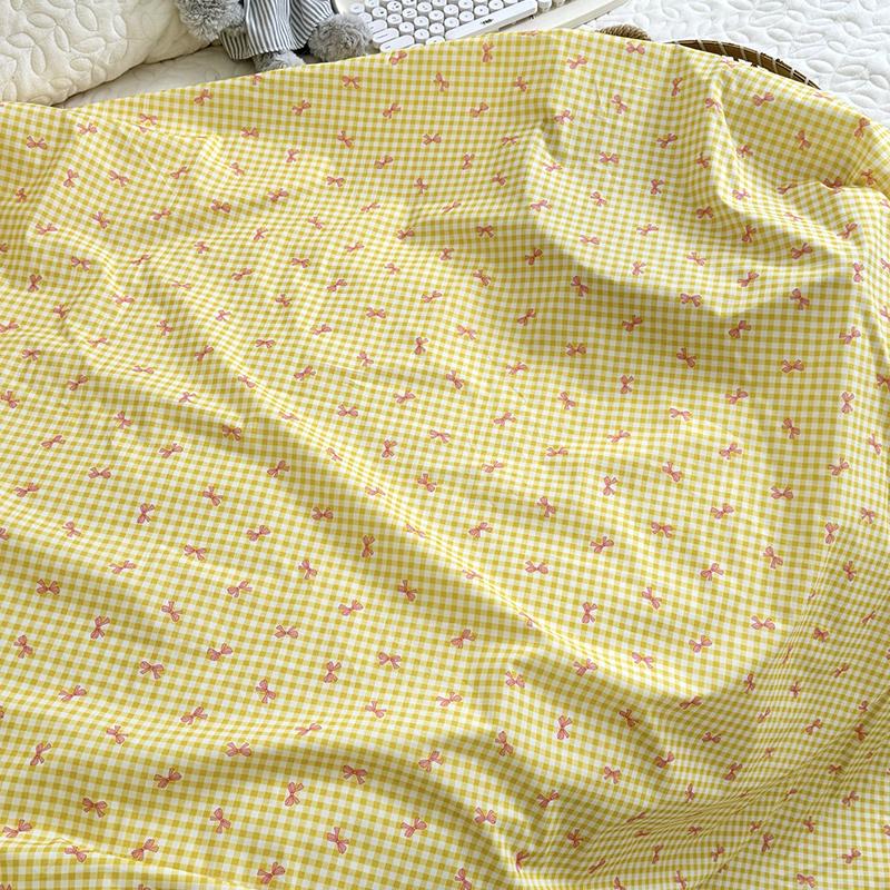 145x100cm Colorful Plaid Cotton Fabric Sweety Bowknot Print Fabric For Dress Shirts Pajamas Homewear Children's Clothing Pillow