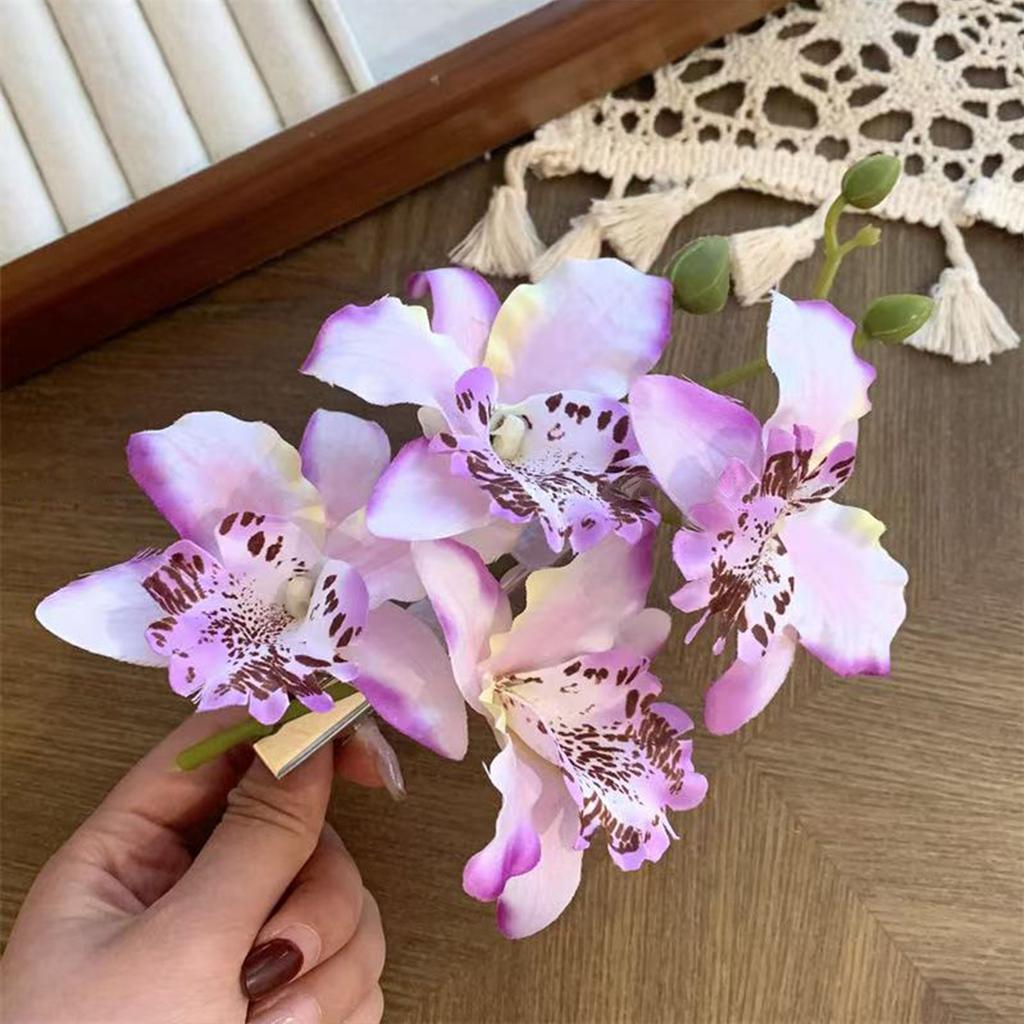 1pc Thai Orchid Hairpin Head Flower, Fairy Flower Headwear, Bride Bridesmaid Hair Coiled Side Clip, Suitable for Vacation