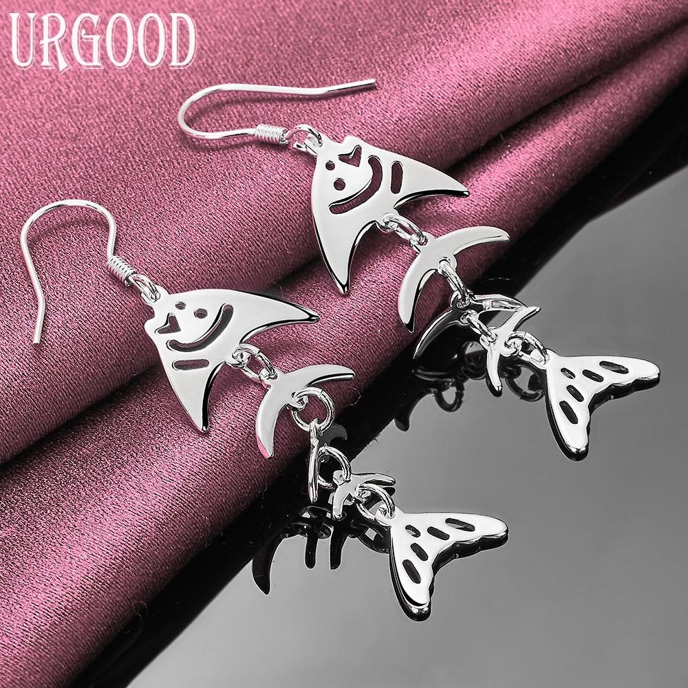 925 Sterling Silver Fish Pendant Earrings Wedding Jewelry