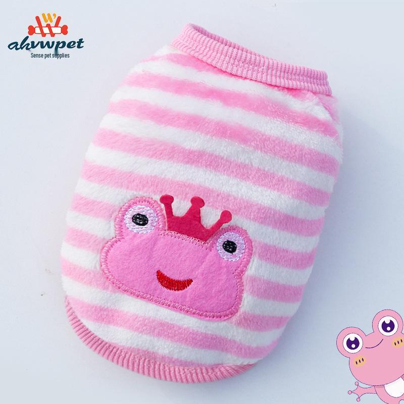 Cozy Cartoon Puppy Flannel Cat & Dog Vest - Warm Teacup Doggy Clothes for Small Pets