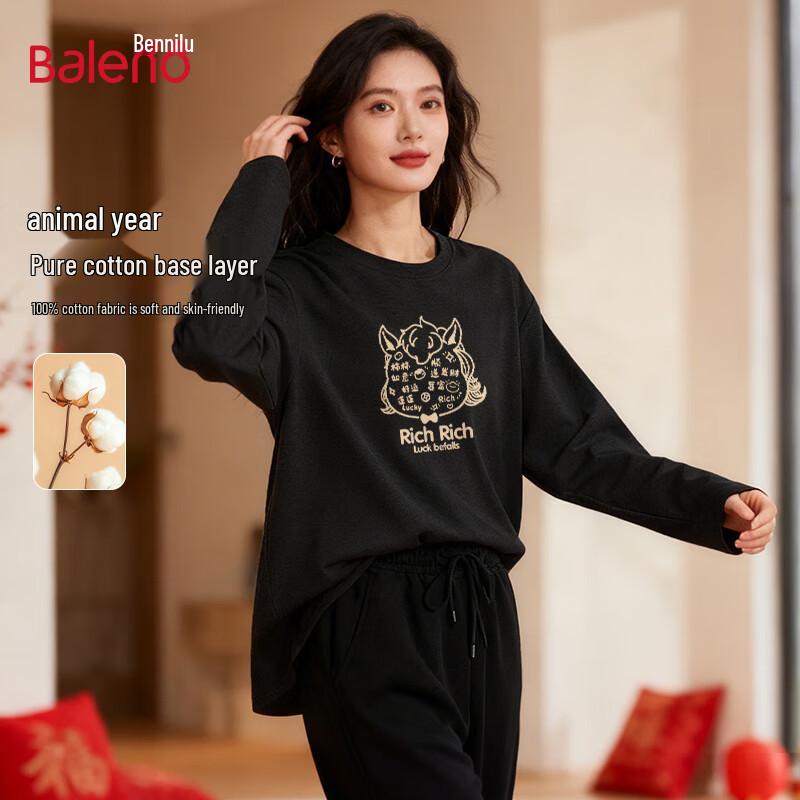 Baleno Women s Lunar New Year Cotton Long Sleeve T-Shirt S