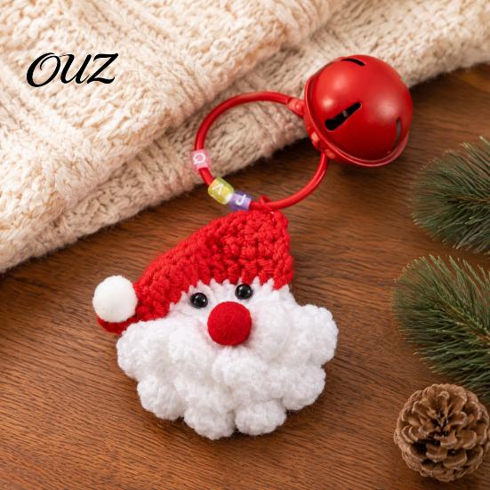 Mini Sock Ornament Yarn Crochet Christmas Keychain with Bell, Handmade Tree Hat Glove Wreath Cute Stocking Stuffer Key Ring Pendant, Holiday Bag Charm