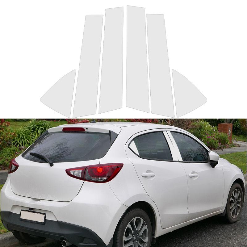 

6 шт. Серебристые накладки на стойки BC оконных стоек дверей автомобиля, наклейки из поликарбоната для Mazda Demio 2014-2019/для Toyota Yaris 2019-2020