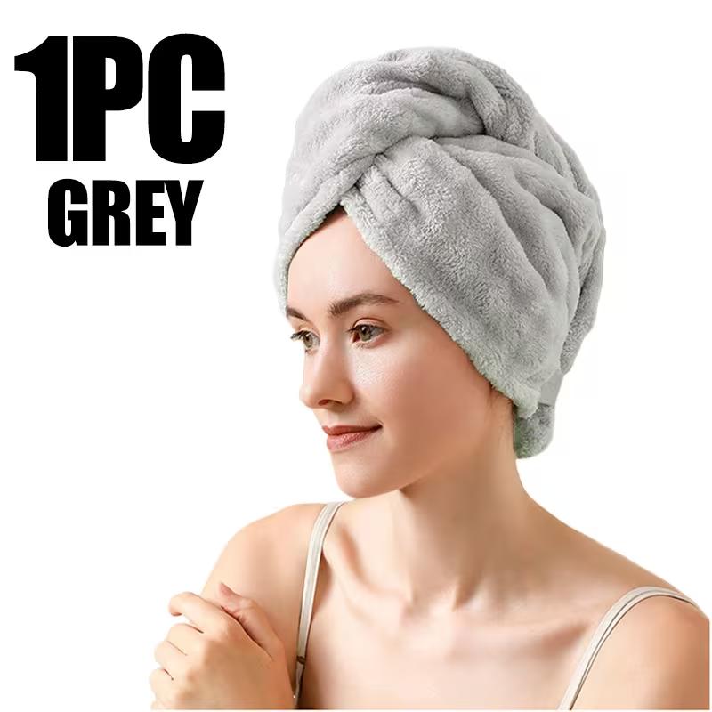 Women's Hair Drying Towel Wrap Super Absorbent Microfiber Hair Turban for Long Thick Curly Hair