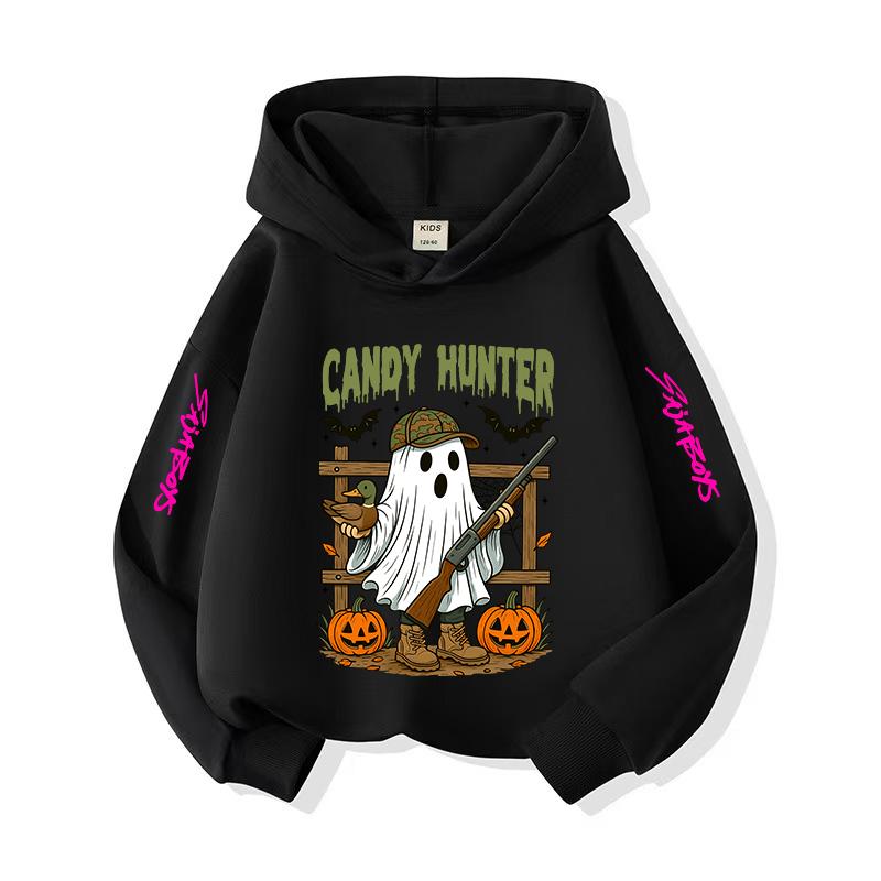 Popular Kpop Korean Christmas Themed Casual Children's Halloween Hoodie, Witch Hunting Fan Series Essential Girl's Top