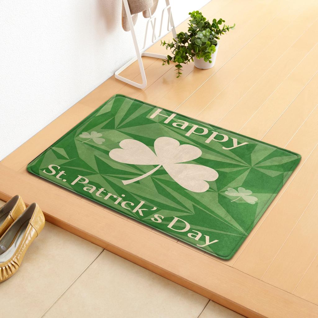 Irish Door Mat St. Patrick'S Day Absorbent Floor Mat Bedroom Shamrock Non-Slip Carpet