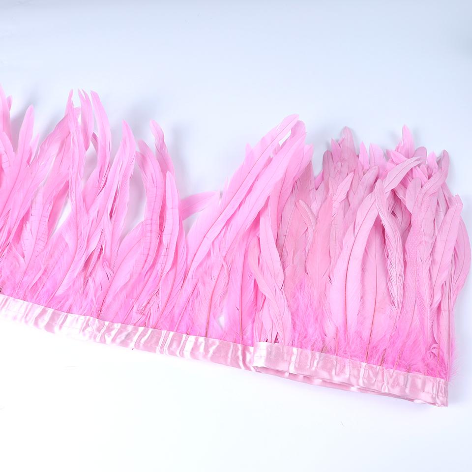 Rooster Feather Trims 2M Rooster Cock Tail Feather Fringes DIY Handicrafts for Clothes Ribbon Carnival Accessories