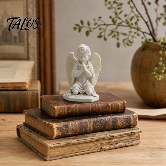 3D Printed Kneeling Praying Angel Statue, Matte White Cherub Sculpture for Home Decor, Healing Angel Figurine for Home Office Desktop Shelf Decoration