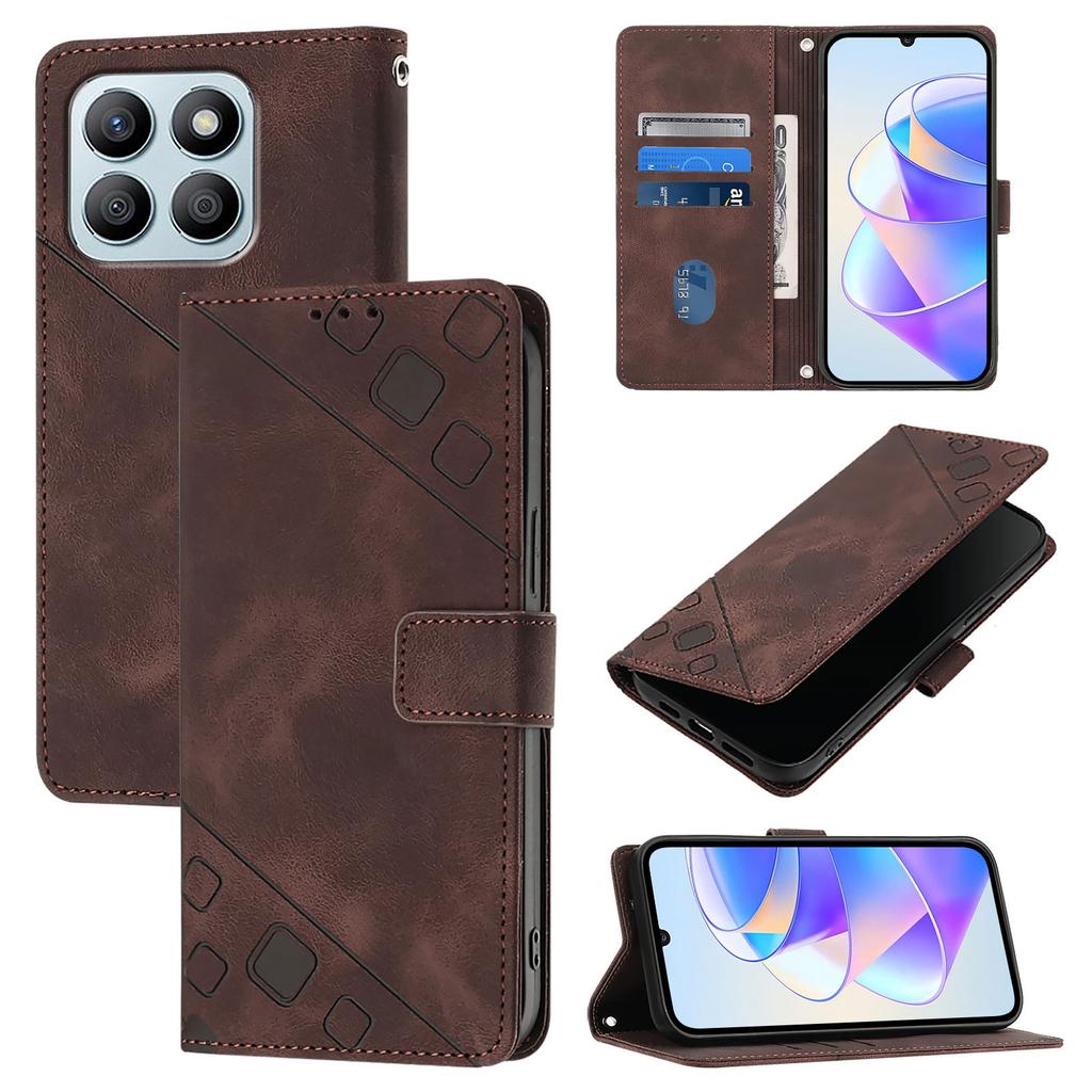 Modische Handy-Geldbörsenhülle aus PU-Leder mit geometrischem Muster und Handschlaufe für Huawei P20,P30,P40,Y7a...Honor X6a,X7a,X7b,X8,X8a,X8b,X9a,X9b...