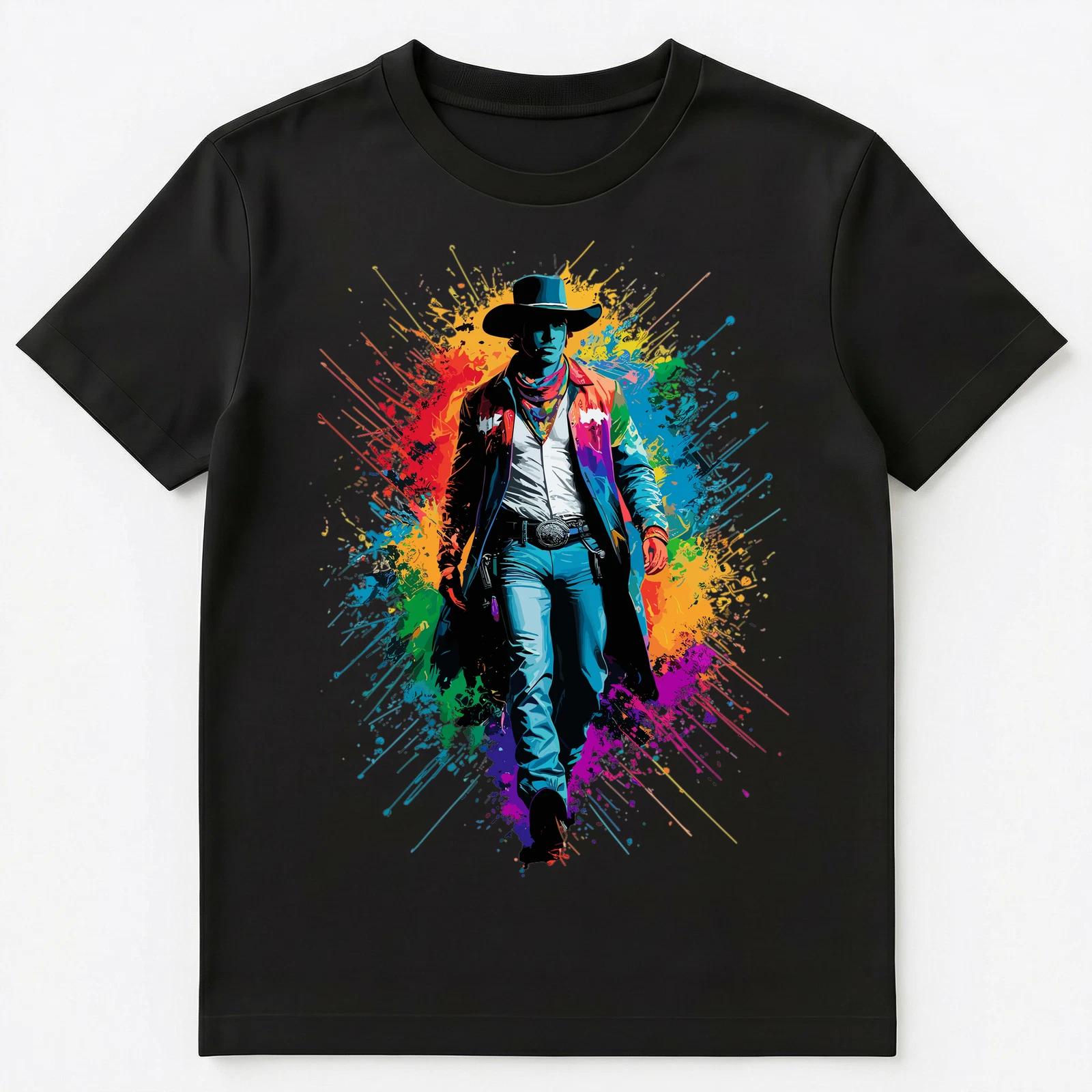 

Colorful Paint Splash Cowboy Art Graphic Unisex T-Shirt 4XL