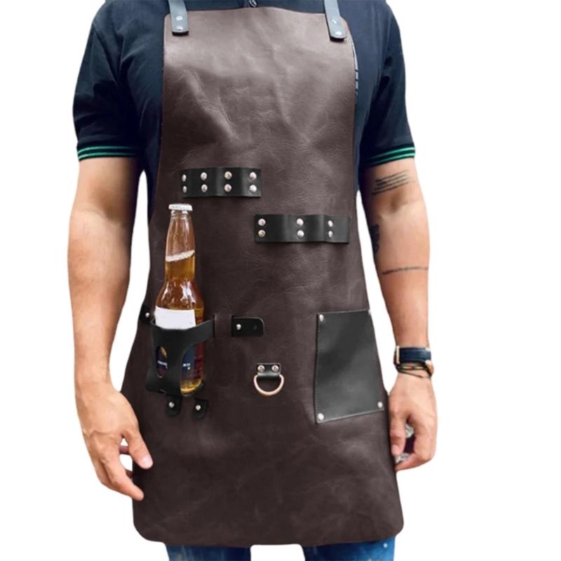 Flexible PU Leather Apron Perfect For Cooks And Barbecue Enthusiasts Featuring Waterproof Quality