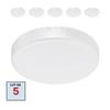 Set of 5 Round 20W 4-in-1 LED Ceiling Lights with IP54 Detector