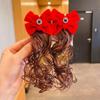 2pcs Chinese Style Baby Wig Hairpin Cute Red Bowknot Hairclip Children's Bow Wig  New Year Festive