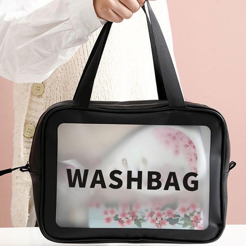 Dry-Wet Separation Double Transparent Pu Makeup Bag Portable Washing Bag Cosmetic Storage Bag Travel Fitness Swimming Essentials