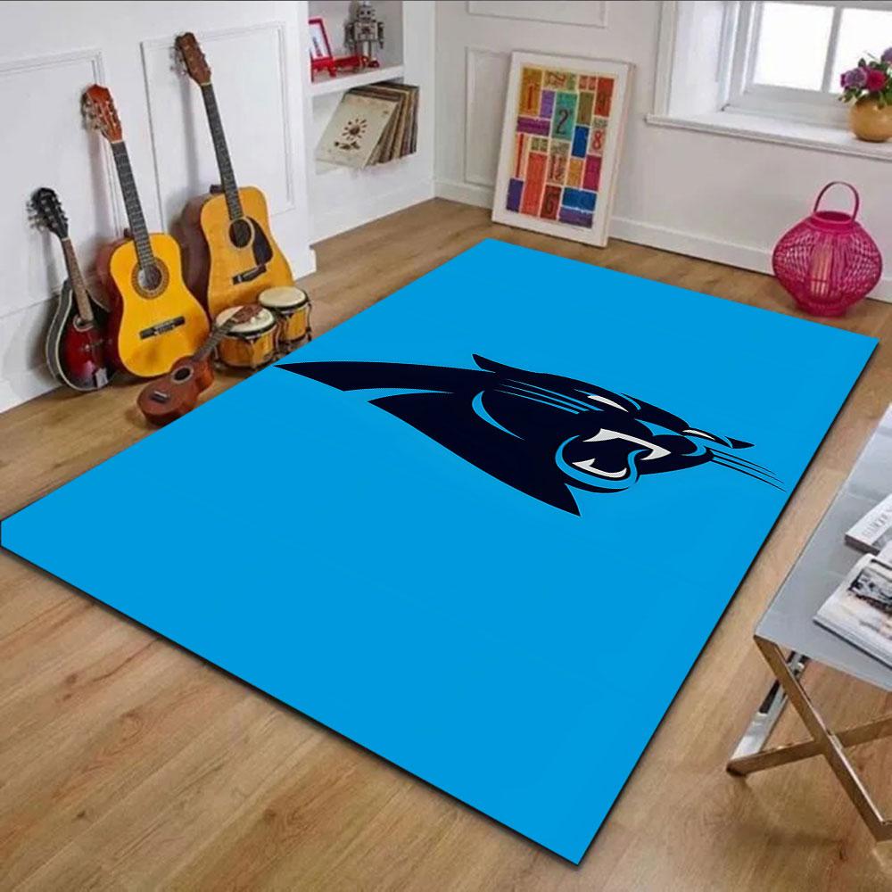 Blue Panther Logo Design Patterned carpet, non slip mat suitable for living room and bedroom sofas