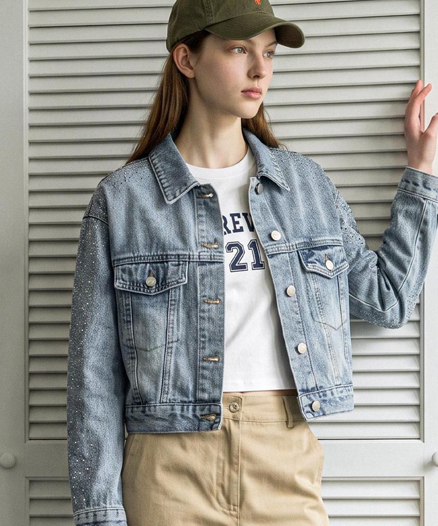 FOREVER21 Washed Crop Daily Long Sleeve Jacket (Ftdcjk019)