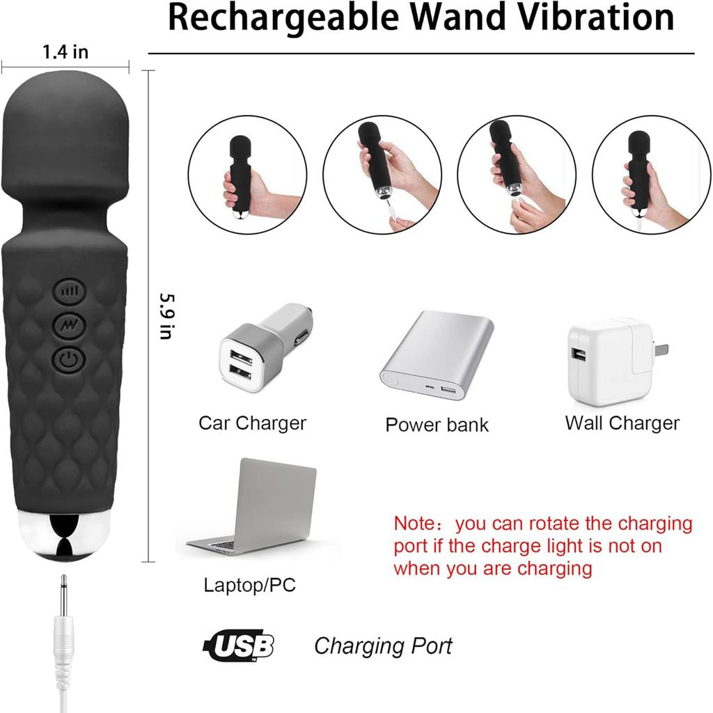 Powerful Handheld Wand Massager 20 Speeds AV Vibrator for Women G Spot Clitoris Stimulator Female Masturbation Adult Sex Toys