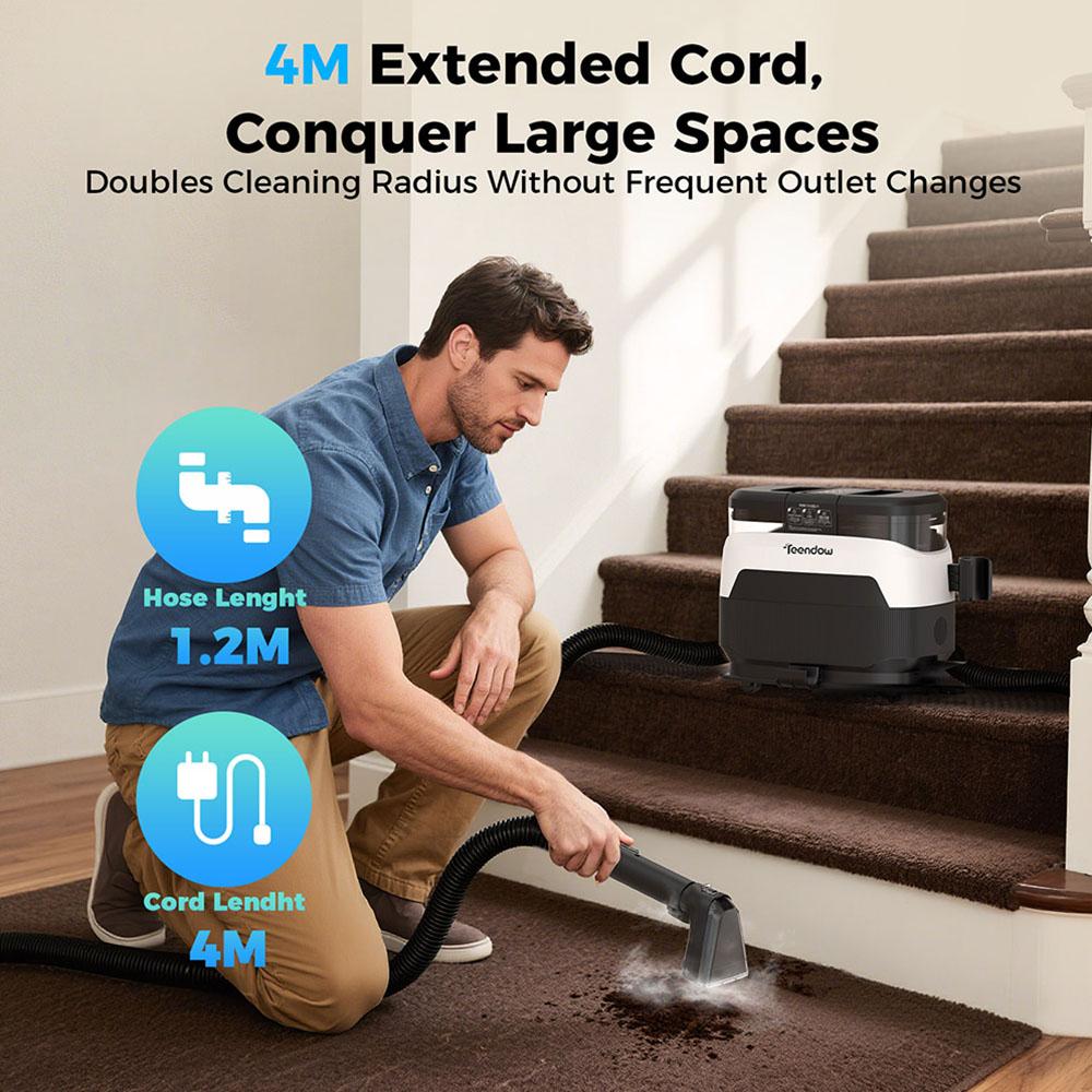 Teendow C6 MAX 3-In-1 Upholstery and Carpet Cleaner, 1650W Steam, 12000Pa Suction, Dual Tanks, Pet-Friendly