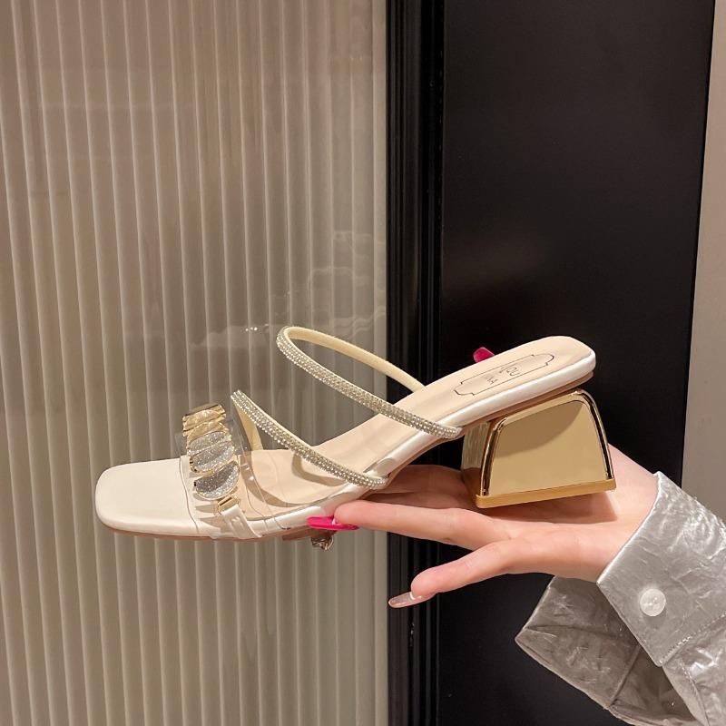 Fashion Women Fashion Rhinestone High Heel Sandals Plus Size 35-40 Summer Ladies Sexy Sandals Female Leather Sandals