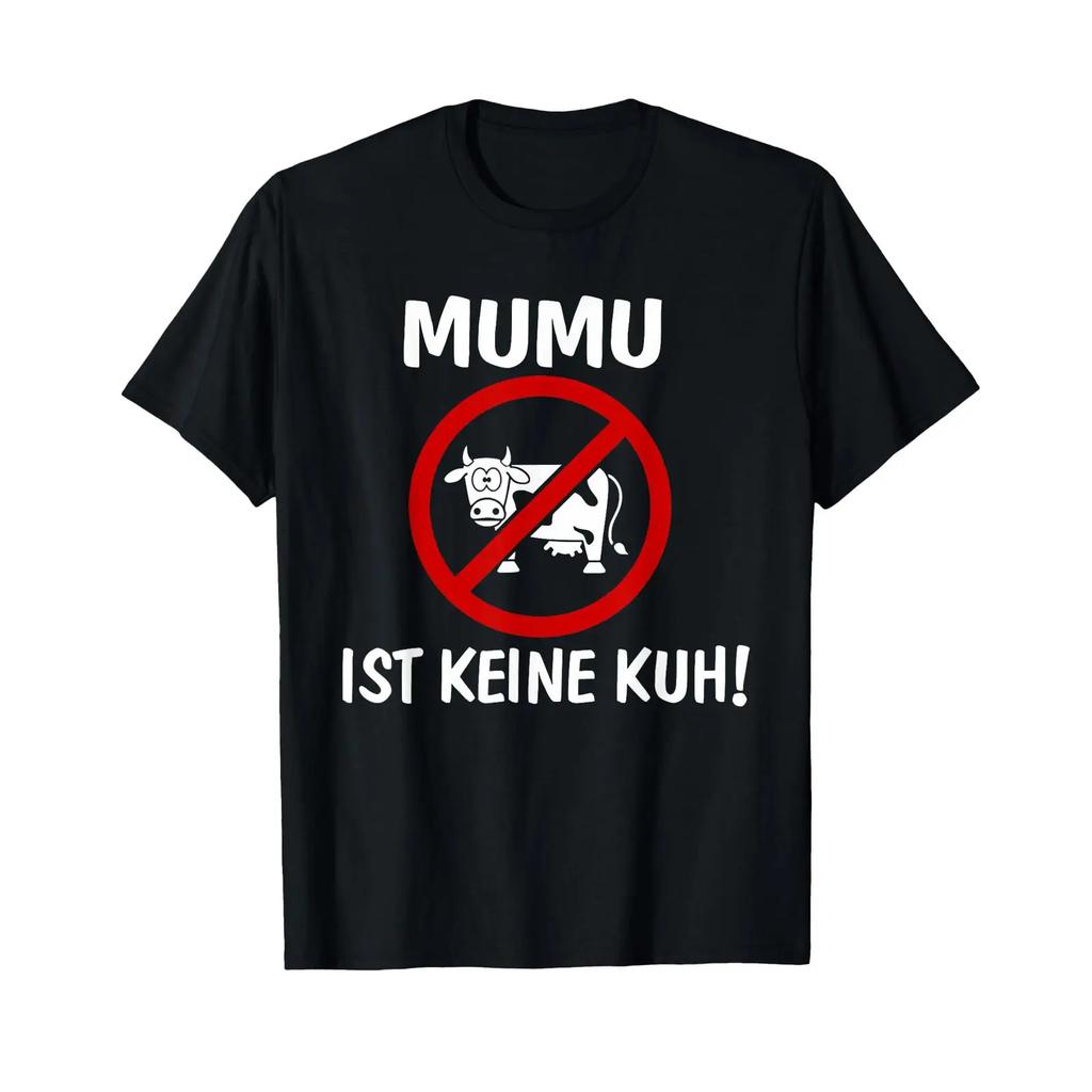 mumu ist keine kuh Funny slogan fun T shirt black vintage Washed fashion designer clothes Breathable graphic Casual Soft
