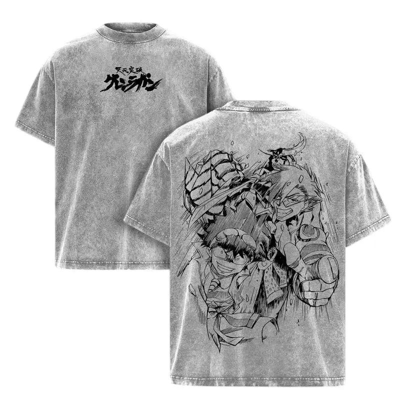 

Anime Tengen Toppa Gurren Lagann Kamina Simon Print T Shirt Men Women Clothing Casual Cotton Tshirt Washed T-shirt Harajuku Tops XXL