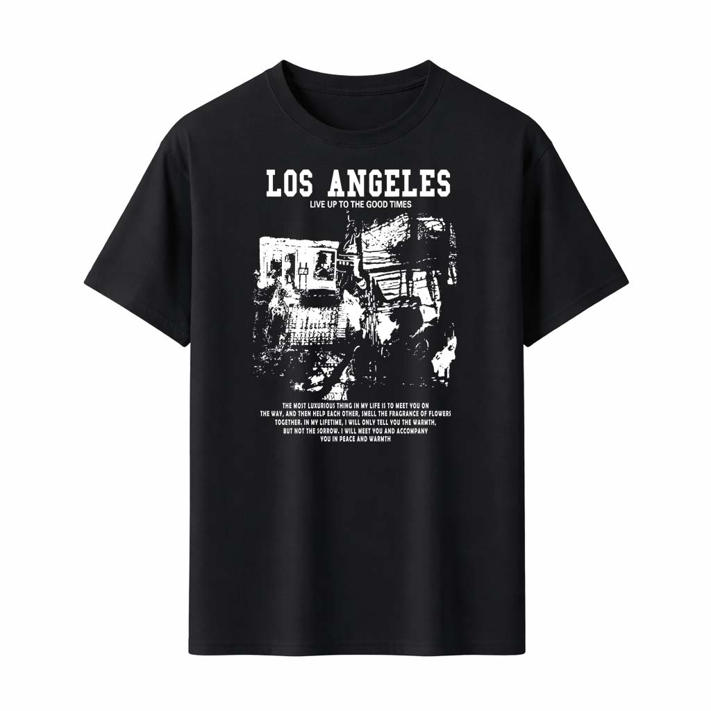 

Los Angeles City T-Shirt Men Women Vintage Print Tee Live Up To The Good Times Quote Top Streetwear Urban Style - Men s Summe... S разноцветный