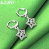 925 Sterling Silver Openwork Five-Pointed Star And Flower Earrings - Fashion Gift Jewelry