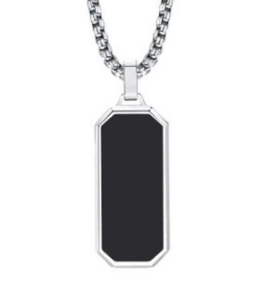 Men's Black Stainless Steel Drip Oil Necklace - Hip Hop Style Versatile Sweater Chain