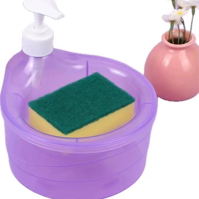 Geschirrspülseifenspender, 2-in-1 Arbeitsplatten-Geschirrspülseifenspender, Küchenseifenspender mit Schwamm