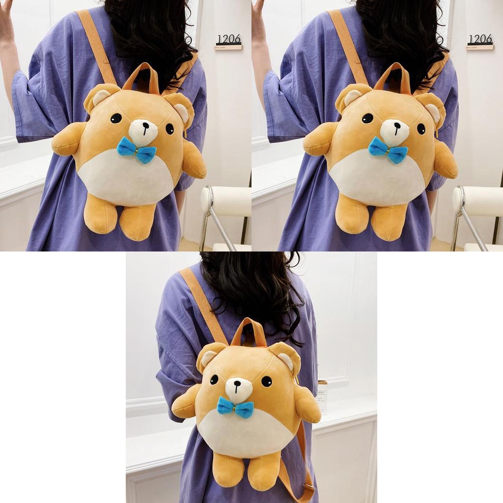 Bear Cartoon Backpack Plush Large Capacity Embroidered Shoulder Students Bag