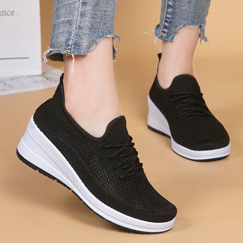 Fashion Rimocy Women's Casual White Wedge Sneakers Summer Comfortable Soft Sole Walking Shoes Woman Breathable Mesh Slip On Sports Shoes